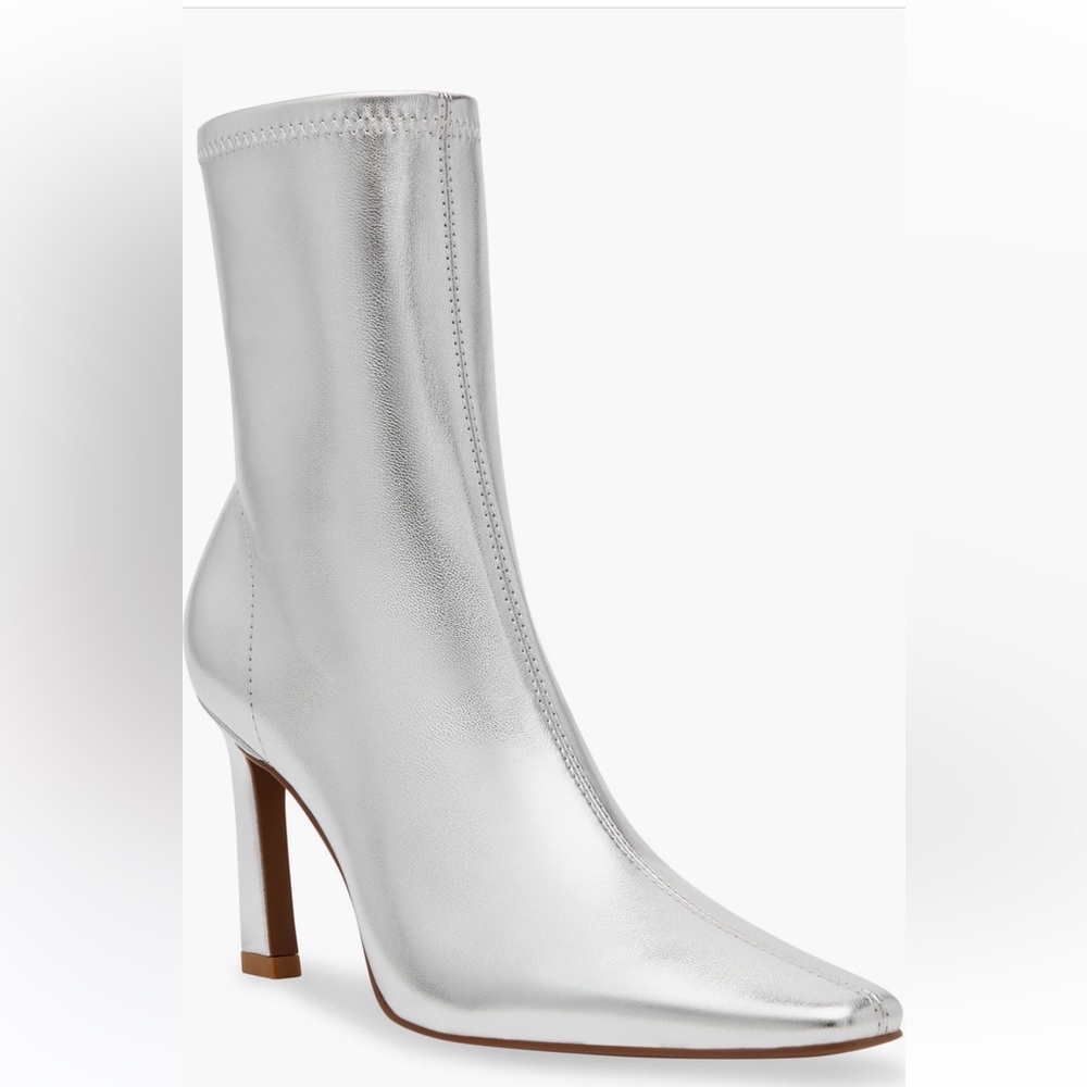 Steven New York Silver High Heel Ankle Boots